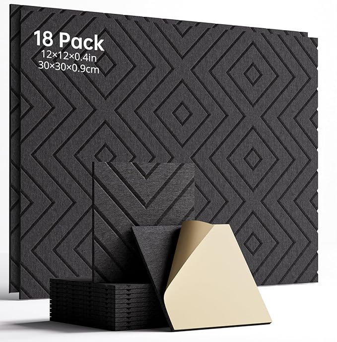 Woovio Sound Proof Foam Panels for Walls, 18 Pack Self-Adhesive Acoustic Panels by Woovio