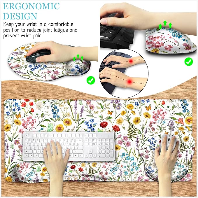 LIMKRIAN Floral Mouse Pad Set Large Desk Mat - Image 4