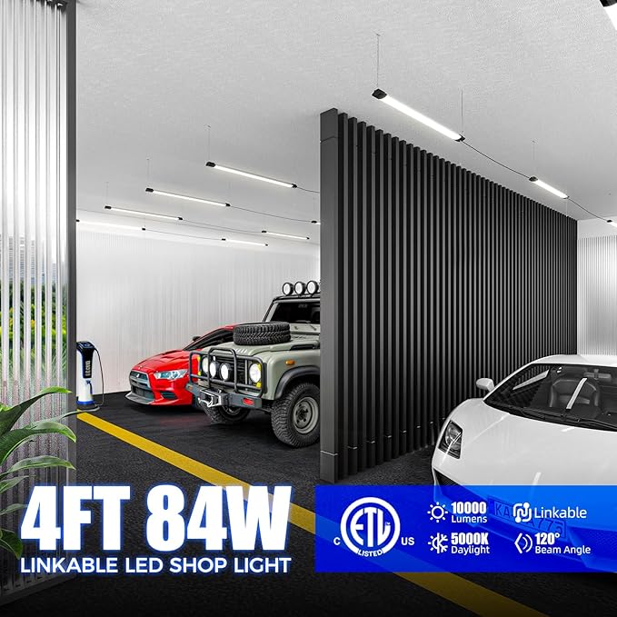 Barrina BS84 LED Shop Light for Garage, 5000K Linkable Light Fixture for - Image 2
