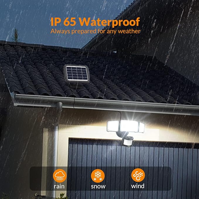 LEPOWER 1600LM LED Solar Security Lights Motion Outdoor, 5500K White Light - Image 5