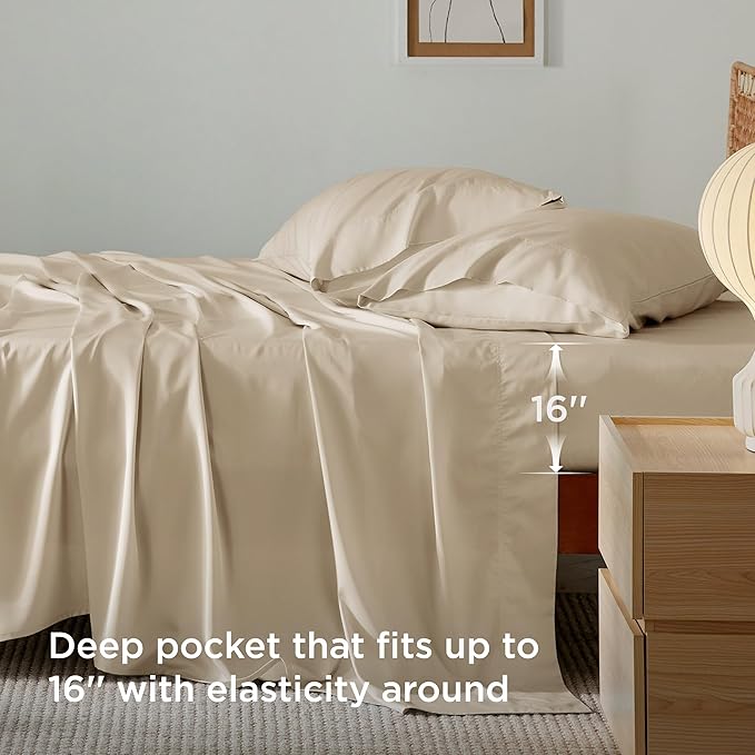 Bedsure Cooling Sheets Twin, Rayon Derived from Bamboo, Cooling Sheets - Image 3