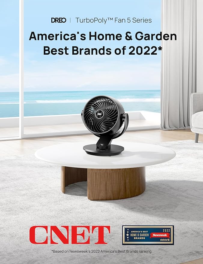 Dreo Fan for Bedroom, 13-Inch Oscillating Table Air Circulator Fan for Whole - Image 2