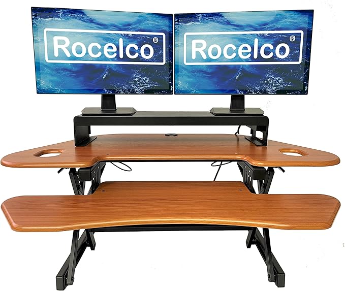 Rocelco 46" Height Adjustable Corner Standing Desk Converter - Image 2