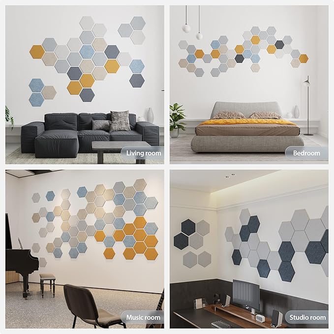 Amantech 12 Pack Acoustic Panels Self Adhesive Sound Proof Foam, High Density - Image 7