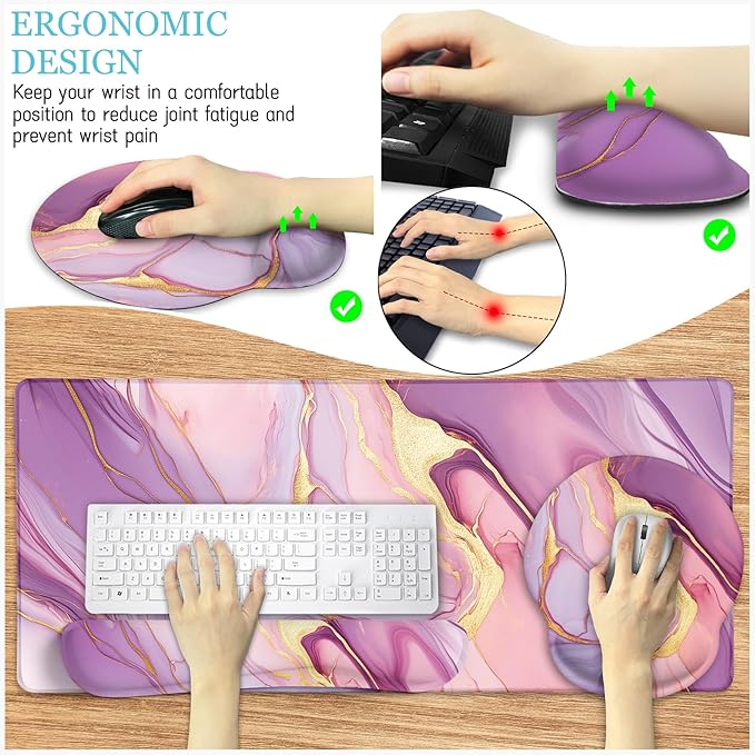 LIMKRIAN Marble Mouse Pad Set Large Desk Matt - Image 4