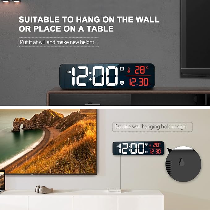 Hournor Digital Clock for Bedroom, Digital Wall Clock for Living Room Decor - Image 5