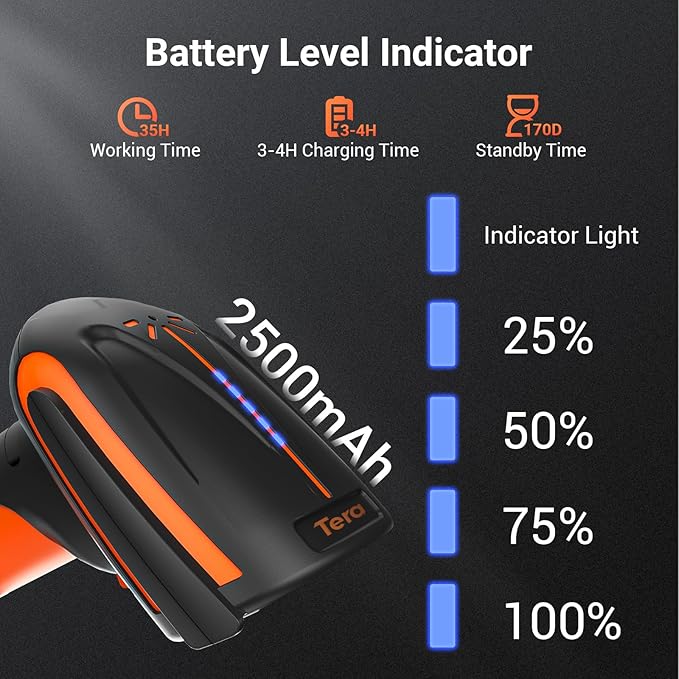Tera Barcode Scanner Wireless 2D QR: Pro Version All New Battery Level - Image 2