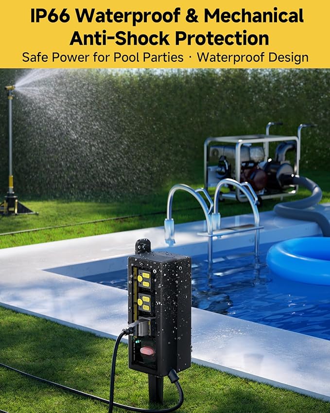 IP66 Outdoor Power Strip Waterproof, Iwister Heavy Duty Surge Protector - Image 2