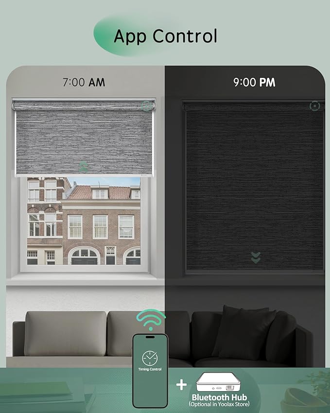 Yoolax Motorized Blinds App Control, Light Filtering Motorized Shades - Image 4