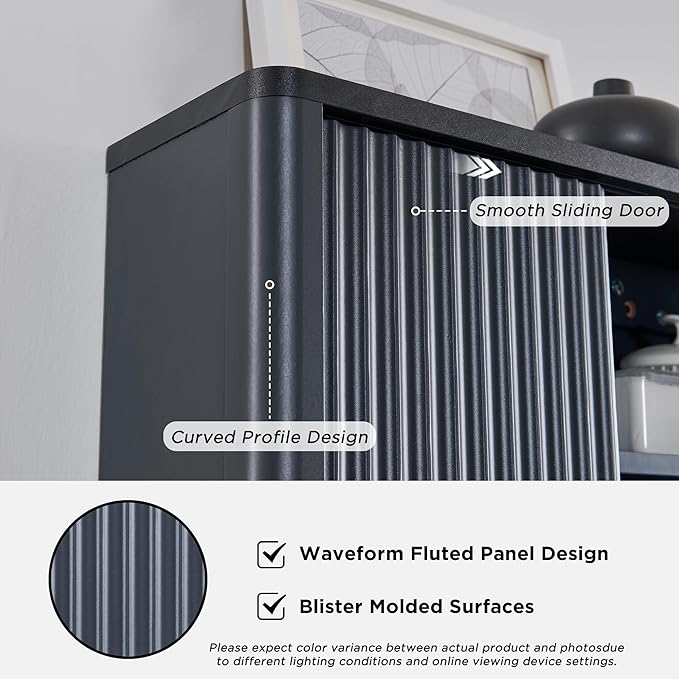 RedLemon Bathroom Wall Cabinet w/Fluted Sliding Door, Modern Medicine Cabinet - Image 4