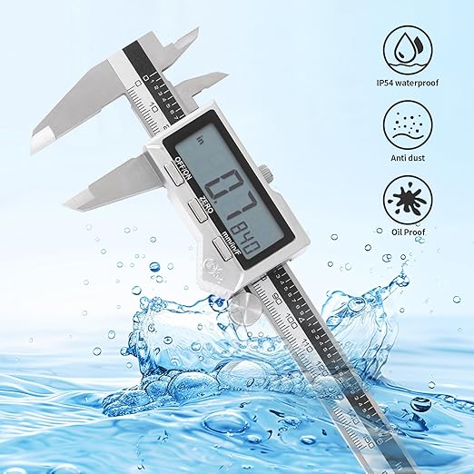 6" / 150 mm Stainless Steel Digital Caliper & Stainless Steel Rule Set - Image 2