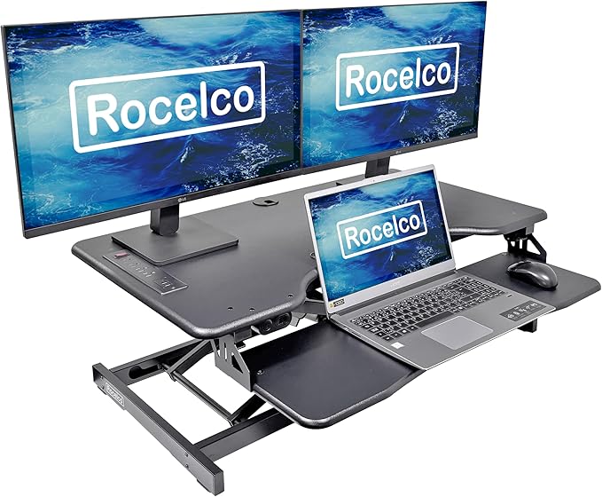 Rocelco 37.4" Electric Standing Desk Converter - Image 4