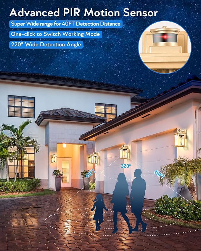 VIANIS Motion Sensor Porch Lights, Outdoor Light Fixtures Wall Mount Dusk to - Image 4