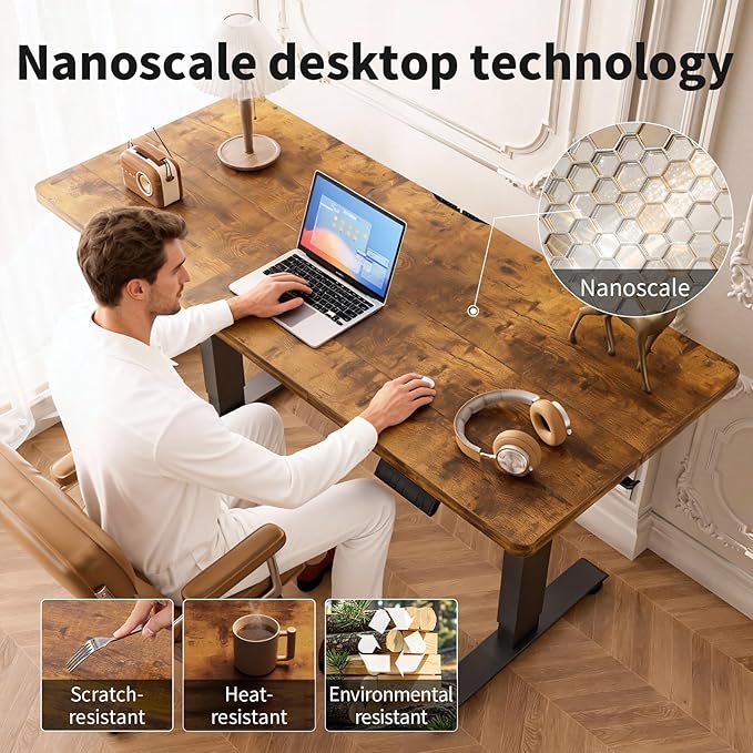 Veken 55 Inch Large Electric Standing Desk, Heights Adjustable, Sit to Stand Up - Image 7