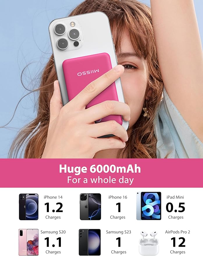 miisso 6000mah Ultra Slim Built in Cables Power Bank, Card Size Built in USB C - Image 3