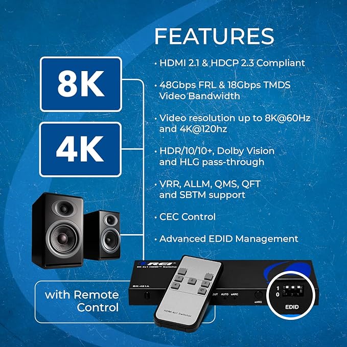 OREI 8K eARC HDMI 2.1 Switch 4x1, Switcher - Image 9