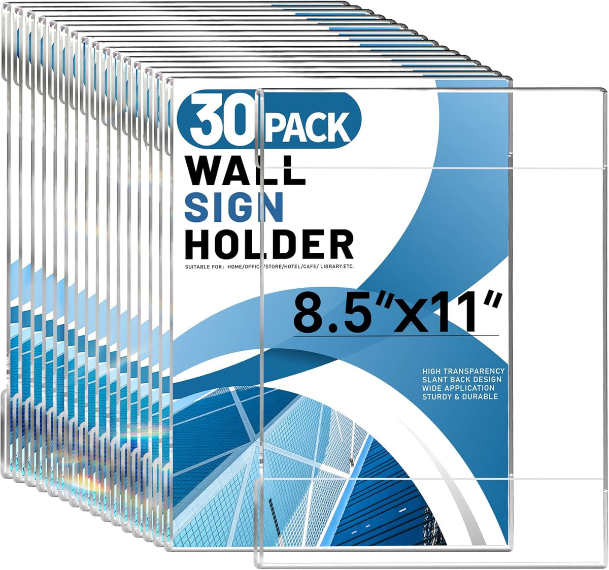 Aheroi 30Pcs Acrylic Sign Holder 8.5 x 11, No Drilling Acrylic Wall Frame Paper