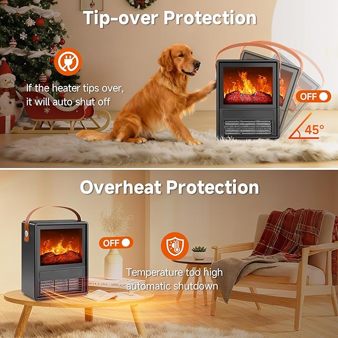 FLAME&SHADE Portable Electric Fireplace Heater - Image 3