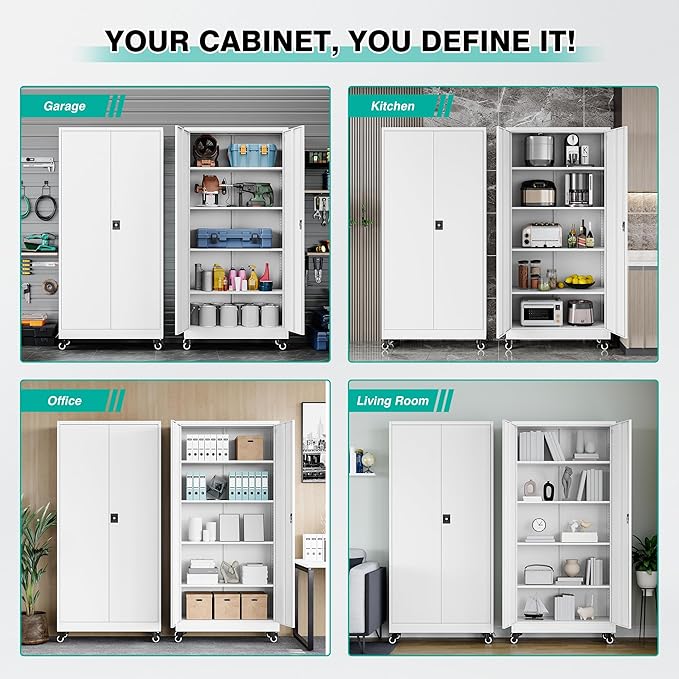 SISESOL 75" Tall Metal Storage Cabinet - Image 7