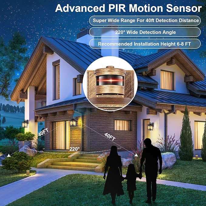 XANGQAN Brown Motion Sensor Outdoor Lights Wall Mount - Image 2