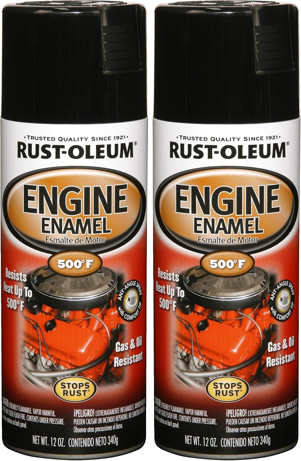 Rust-Oleum 248932, Gloss Black, 12 oz, Automotive Engine Enamel Spray Paint, 12 Ounce (Pack of 2)