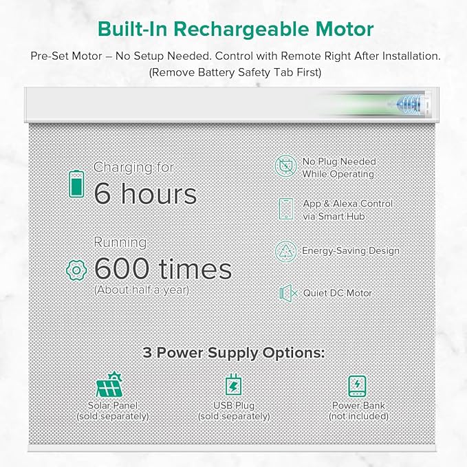 Kilonity Motorized Roller Shades, Light Filtering Remote Control Custom Window - Image 3