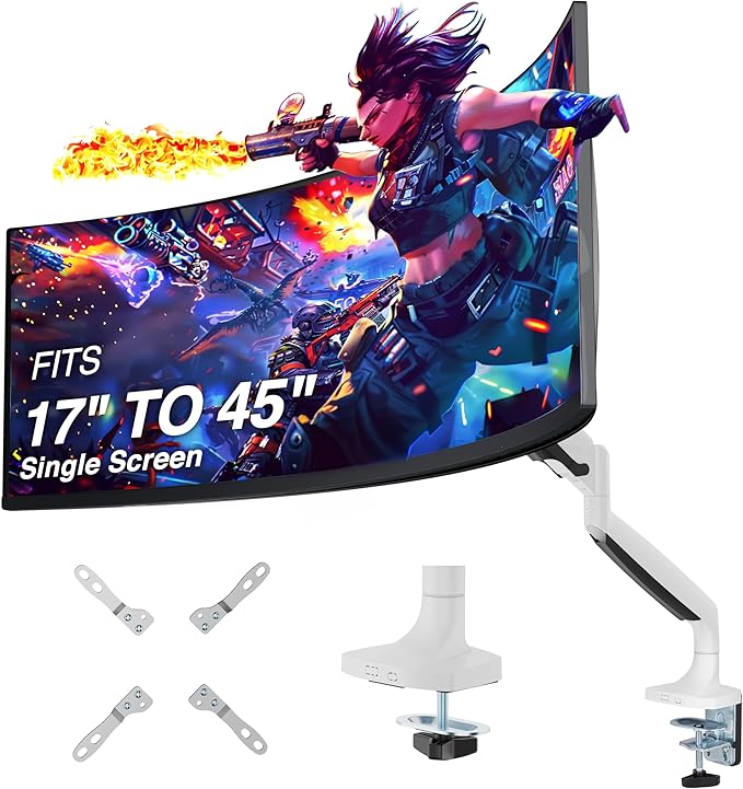 AVLT Single 17"-45" Monitor Arm Desk Mount Premium Mechanical Spring fits One by AVLT-USA