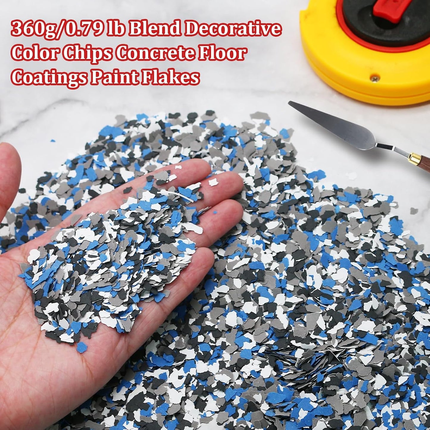 Biaungdo 360G Epoxy Floor Decorative Chips 3-5mm Black White Blue Gray | Natural Rock Material, 4 Color Blend Mix, Easy Sprinkle And Coat, For Garage Basement Workshop Floor, Covers Dirt And Traces