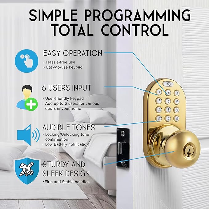 MiLocks TKK-02P Digital Door Knob Handle Lock - Image 4