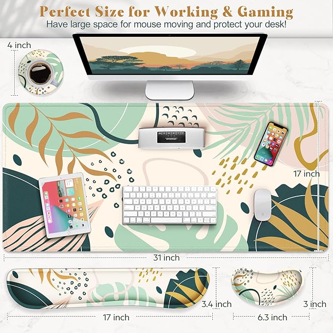 Gimars 4 in 1 Mouse Pad and Keyboard Wrist Rest Set, Large Mouse Pad - Image 3
