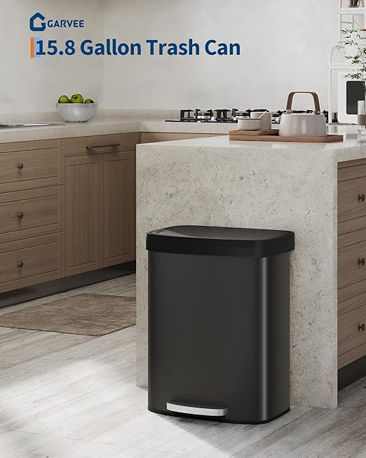 Garvee 16 gal / 60 L Metal Trash Can - Image 6