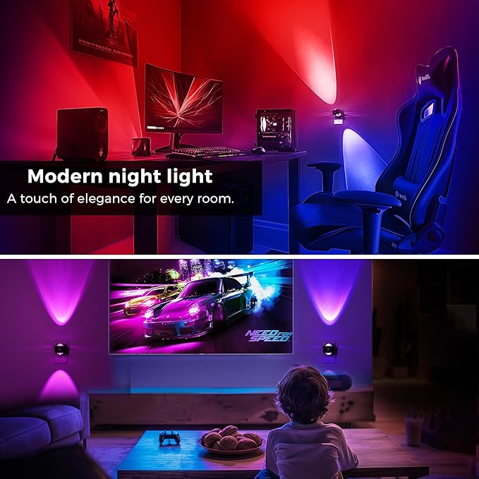 L LOHAS LED Night Light Projector, 2 Pack Color Changing Night Light Plug into - Image 7
