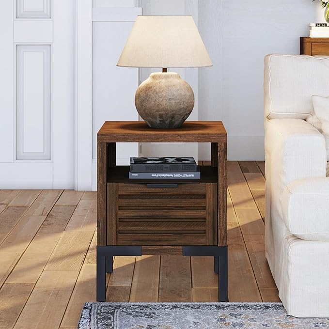 Bme Millie Solid Acacia Wood Rustic Nightstand - Image 5