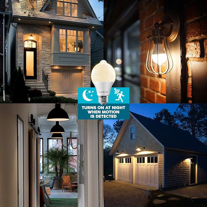 LUXRITE A19 LED Motion Sensor Light Bulbs, 60W Equivalent, Motion Activated - Image 4