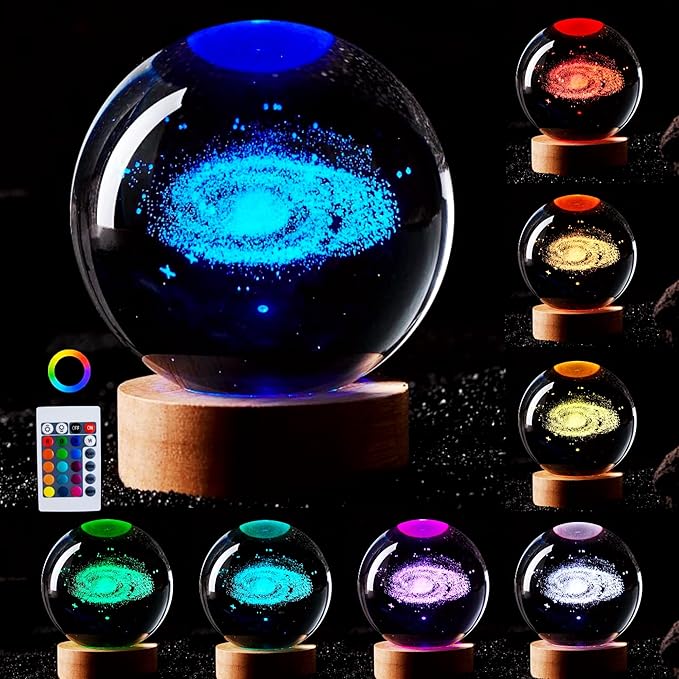 Conalisk 3D Galaxy Crystal Ball Lamp, 3.15 Inch K9 Crystal Ball Night Light by Conalisk