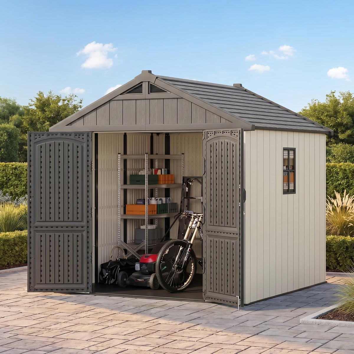 devoko 8 x 8 ft outdoor storage shed, main product view