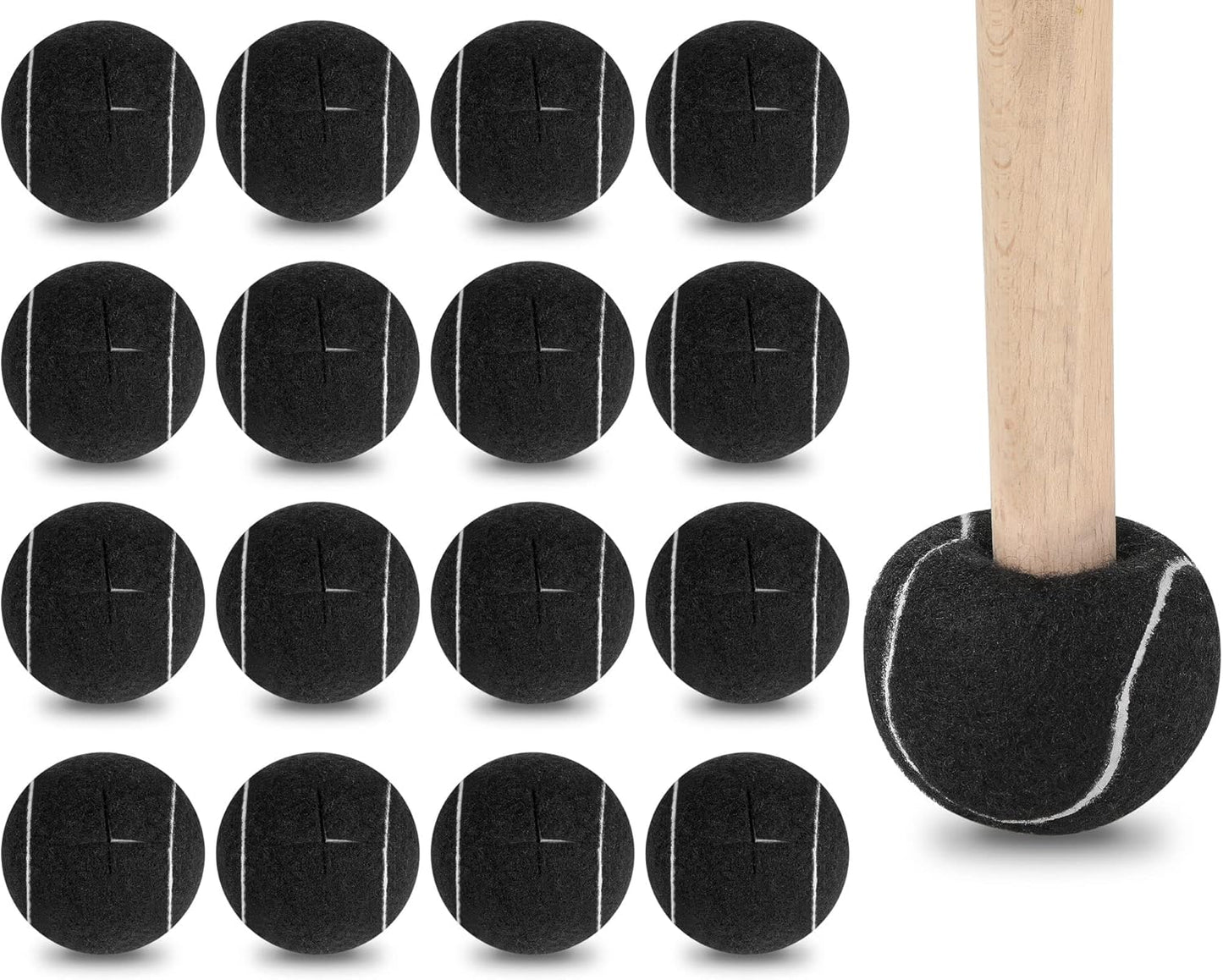 Macarrie 24 Pcs Precut Tennis Balls for Chair Legs Furniture Legs, Black | Floor Protection Chairs Desks Furniture Tennis Balls for Chairs Feet Long Lasting Foot Covers
