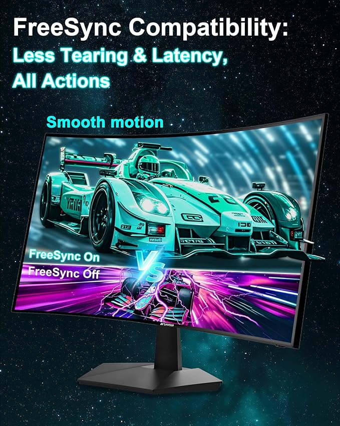 SANSUI 27 Inch Curved 160Hz Gaming Monitor, 1500R Curved Computer Gaming - Image 5
