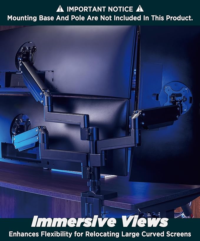 ULTRARM Heavy Duty Extension Arm Dual 49" Vertical Stacked Monitor Mount Height - Image 5