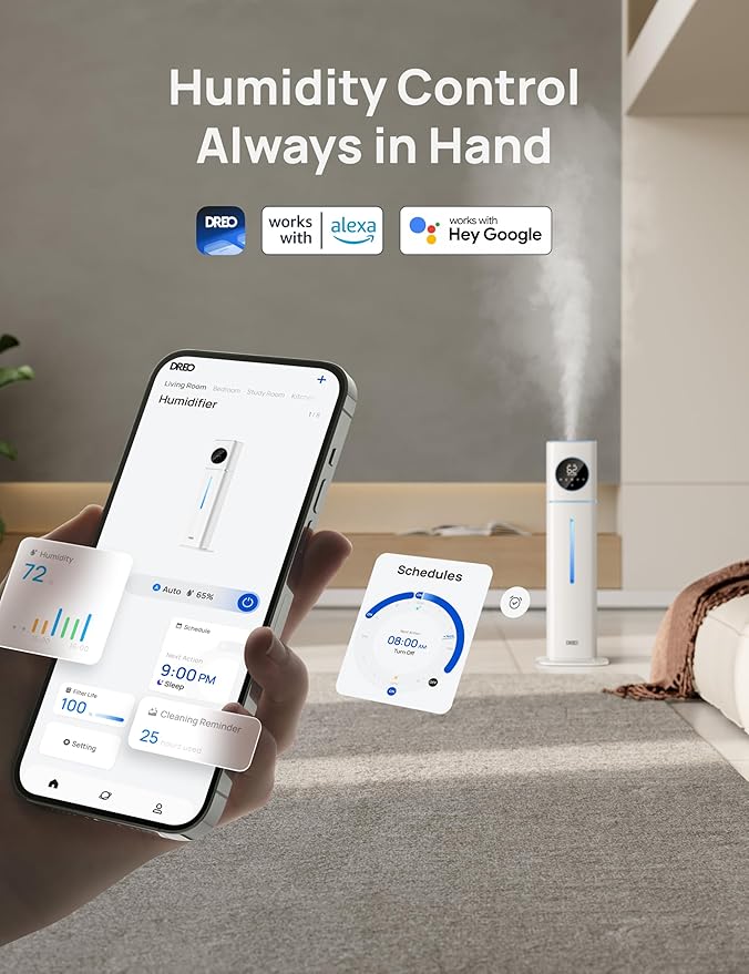 DREO HM735S 11L Smart Humidifier Large Room 700 ft², 100H Cool Mist Air - Image 4