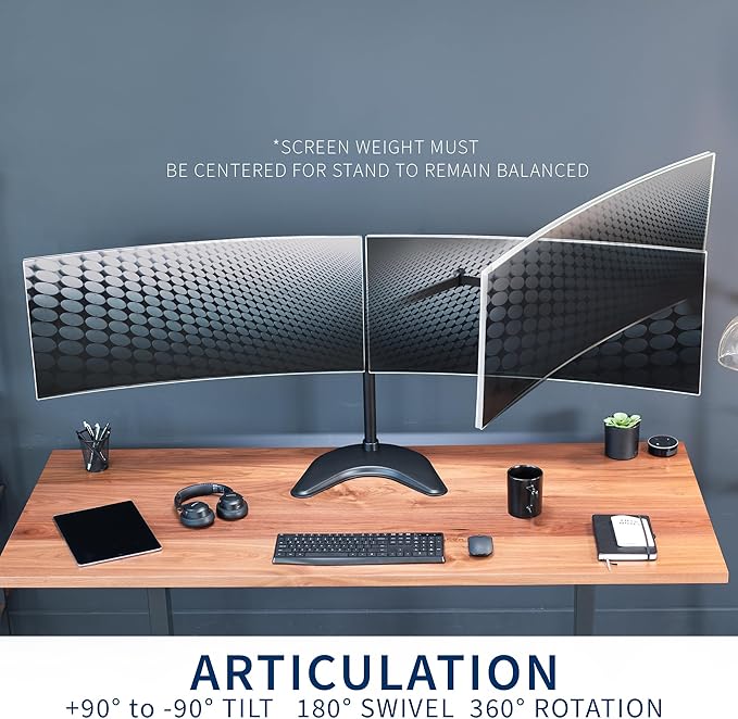 VIVO Dual Ultrawide Monitor Mount, Free-Standing Desk Stand - Image 5