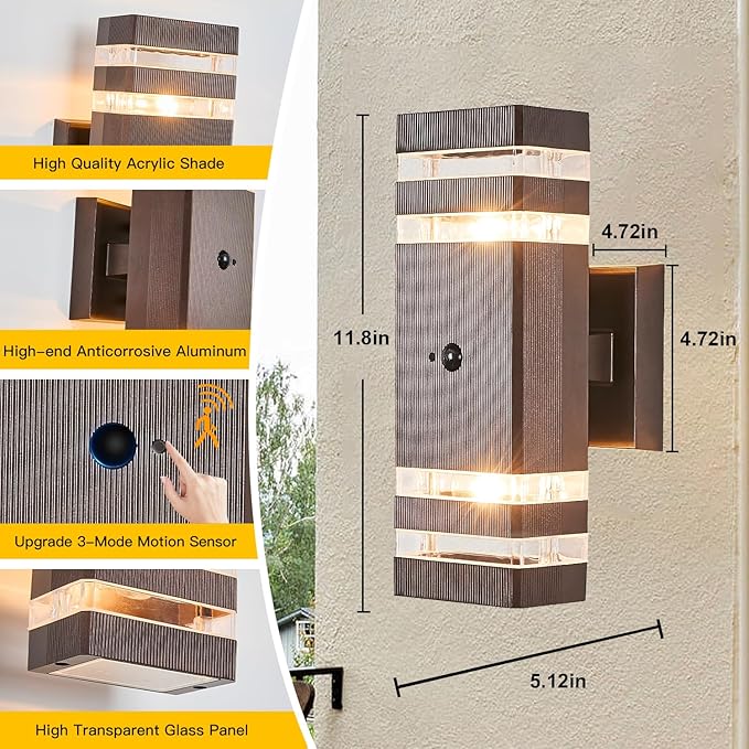 2 Pack Oil Rubbed Bronze Outdoor Wall Lights - Image 2