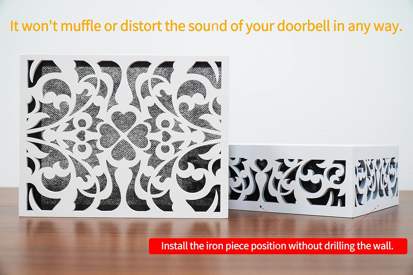 ORYX Doorbell Chime Cover Box Only, White Door Bell Covers for Wall, Wood Piano Paint Design for Decorative, Standard Size 7.63x5.94 | Wood Piano Paint Design for Decorative