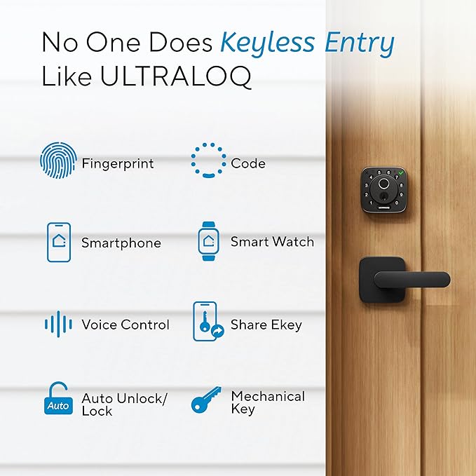 ULTRALOQ 2026 Upgrade Bolt Fingerprint Smart Lock in Black, Biometric Deadbolt - Image 7
