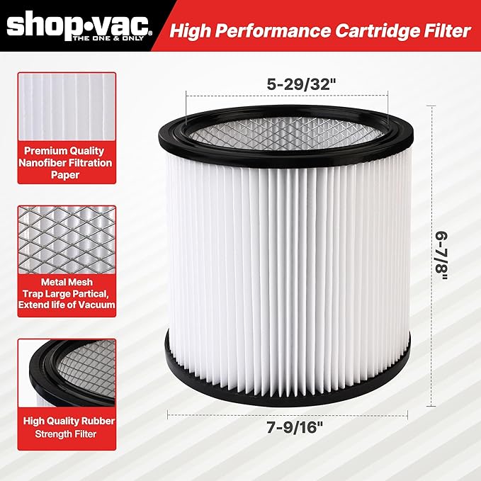 Shop-Vac 90304 Cartridge Filter and 90585 Foam Sleeve Filter, - Image 3