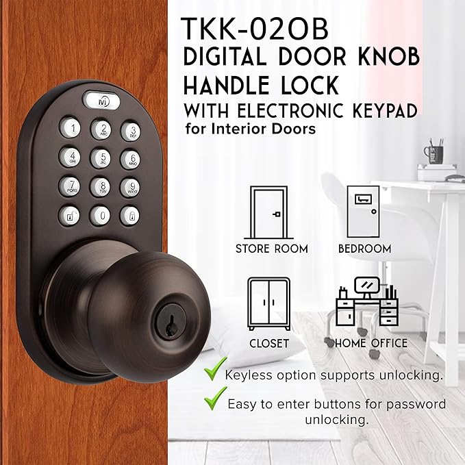MiLocks TKK-02OB Digital Door Knob Lock - Image 3