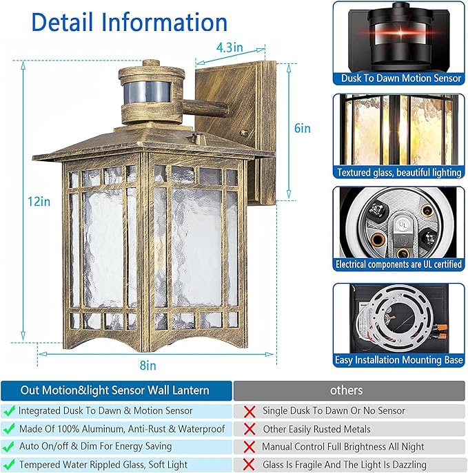 XANGQAN Bronze Outdoor Motion Sensor Lights - Image 4