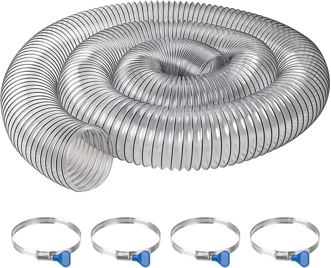 PVC Dust Collection Hose 4" x 10', Puncture Resistant 4 Inch Dust Collector Hose by JIANBENKJ