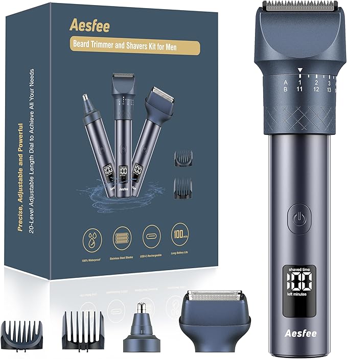 Beard Trimmer and Clippers Set for Men by AesfeeElectricShaversandBeardTrimmer