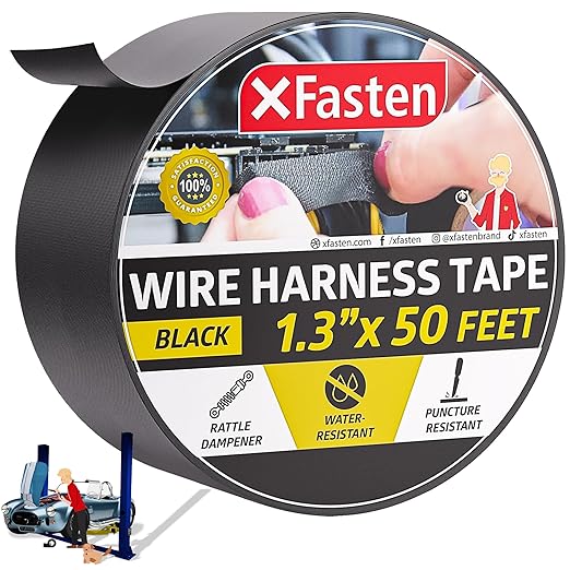 XFasten Wire Harness Tape, 1.3-Inch x 50-Foot, High Temp Wiring Loom Harness by XFasten